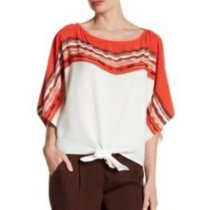 NWT Laundry by Shelli Segal Boho Top Blouse Size 4 Tie Front